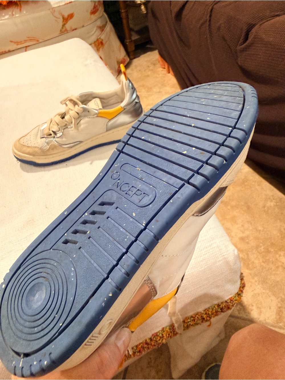 ONCEPT Phoenix Silver Flash Leather Sneakers - White/Silver/Blue - Picture 10 of 13